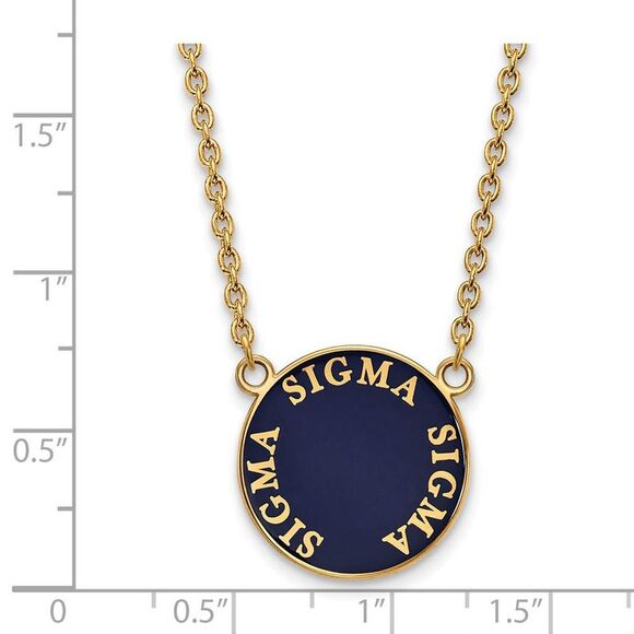 14K Plated Silver Sigma Sigma Sigma Large Enamel Disc Necklace - Picture 2 of 4